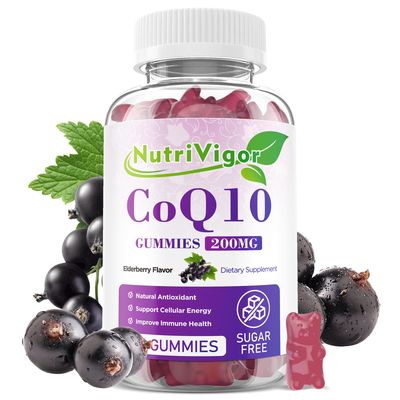 NutriVigor CoQ10 Gummies, Coenzyme Q10 Supplement 200mg, High Absorption CoQ10 Supplement for Cellular Energy and Immune Health, Vegan, Gluten Free, Elderberry Flavor, 60 Count