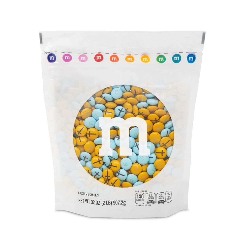 MM S WORLD Milk Chocolate Baptism for Boy Candy - 2lb of Bulk Candy with Printed Cross Clipart,Perfect for Christening Gifts,Cupcakes,Party Favors,Cake Toppers and Baptism Party Decorations