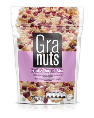 Granuts Fruit Yogurt Mix Family Pack Crispy, Yogurt-Covered Rice Peanuts, Cranberries, Pineapple Delicious Snack 6.35 Oz (Pack of 1)