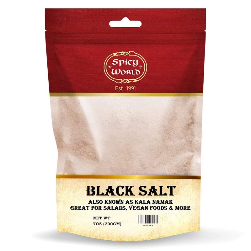 Spicy World Black Salt Powder (Kala Namak Mineral) 7 Oz - Vegan, Pure, Unrefined, Non-GMO Natural - Perfect for Tofu Scramble, Egg Taste