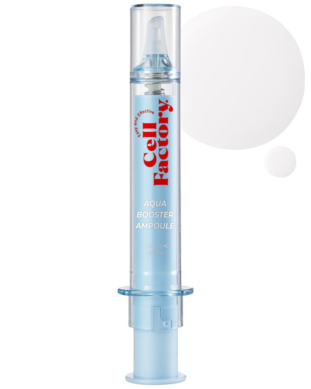 CELL FACTORY Aqua Booster Ampoule - Peptides 30,100ppm, Hydrating Firming Serum with 8 Types of Hyaluronic Acid Squalane - Non-Sticky Refreshing Formula, Intensive Moisturization, 0.68 fl.oz.