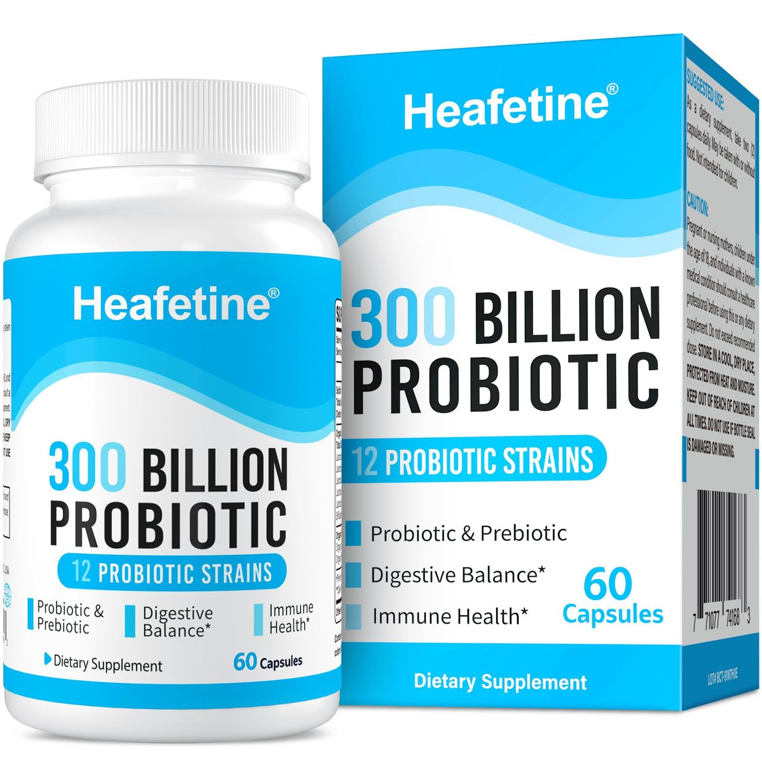 300 Billion CFUs Probiotics for Women Men - 12 Strains 3 Organic Prebiotics, Probiotics for Digestive Health Immune, Gut Health Bloating, Gut Health for Women Men - 60 Capsules