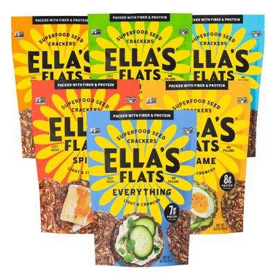 ELLA S FLATS All Seed Savory Crisps - Gluten Free, Sugar Free, High Fiber Chip, Low Carb Snack, Keto Cracker, Vegan, Paleo, Diet Friendly (VARIETY PACK, 6 Pack)