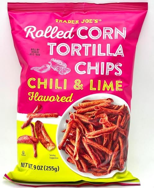 Trader Joe&#39;s Rolled Corn Tortilla Chips, Chili Lime Flavored, 9 Oz - Pack of 1