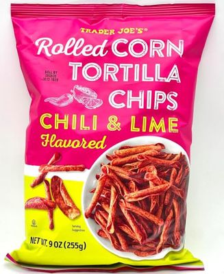 Trader Joe&#39;s Rolled Corn Tortilla Chips, Chili Lime Flavored, 9 Oz - Pack of 1