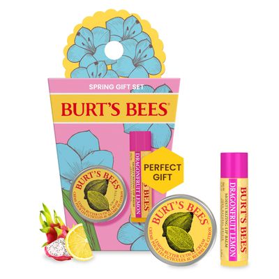 Burt&#39;s Bees Gifts Ideas - Spring Surprise Set, Dragonfruit Lemon Lip Balm and Lemon Butter Cuticle Cream, Natural Origin Lip Moisturizer With Responsibly Sourced Beeswax, 2 Count