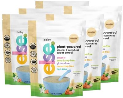 Else Nutrition Super Cereal For Babies 6 mo, Made With Real Whole Plants for a Nutritionally Balanced meal, with gluten free carbs and plant protein (Vanilla, 6 Pack)