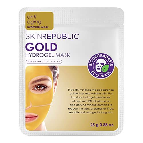 Skin Republic Gold Hydrogel Face Mask. Clinically Proven To Reduce Wrinkles by 13 After One Use. Made In Korea.