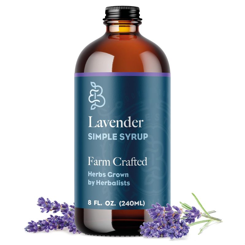 Bluestem Botanicals Lavender Simple Syrup for Cocktails, Mocktail Mixers for Drinks, Non Alcoholic Drink Syrup, 8oz. Bottle