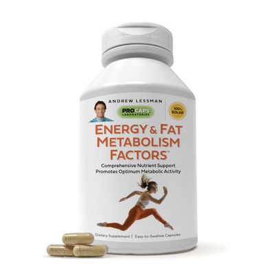 ANDREW LESSMAN Energy and Fat Metabolism Factors 180 Capsules - Promotes Optimum Fat Burning and Energy Metabolism, with Carnitine, Green Tea, Guarana, Ginseng, B-Complex. Easy to Swallow Capsules