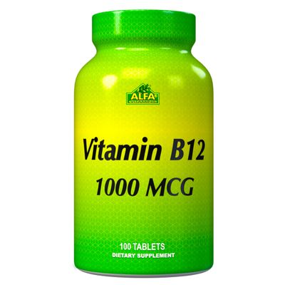 ALFA VITAMINS Vitamin B12 1000 Mcg 100 Tablets. Immune System. Nerves and Brain Health. Metabolism