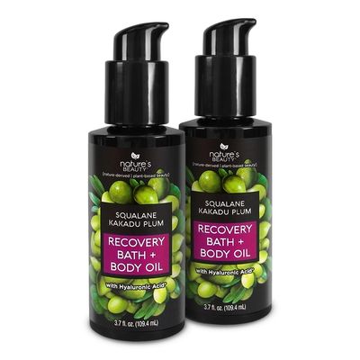 Nature&#39;s Beauty Squalane Kakadu Plum Recovery Bath Body Oil Multi-Pack - Restore Nourish your Skin, Quick-Absorbing, Made wHyaluronic Acid Vitamin C Almond Oil, 3.7 fl oz (2 Pack)