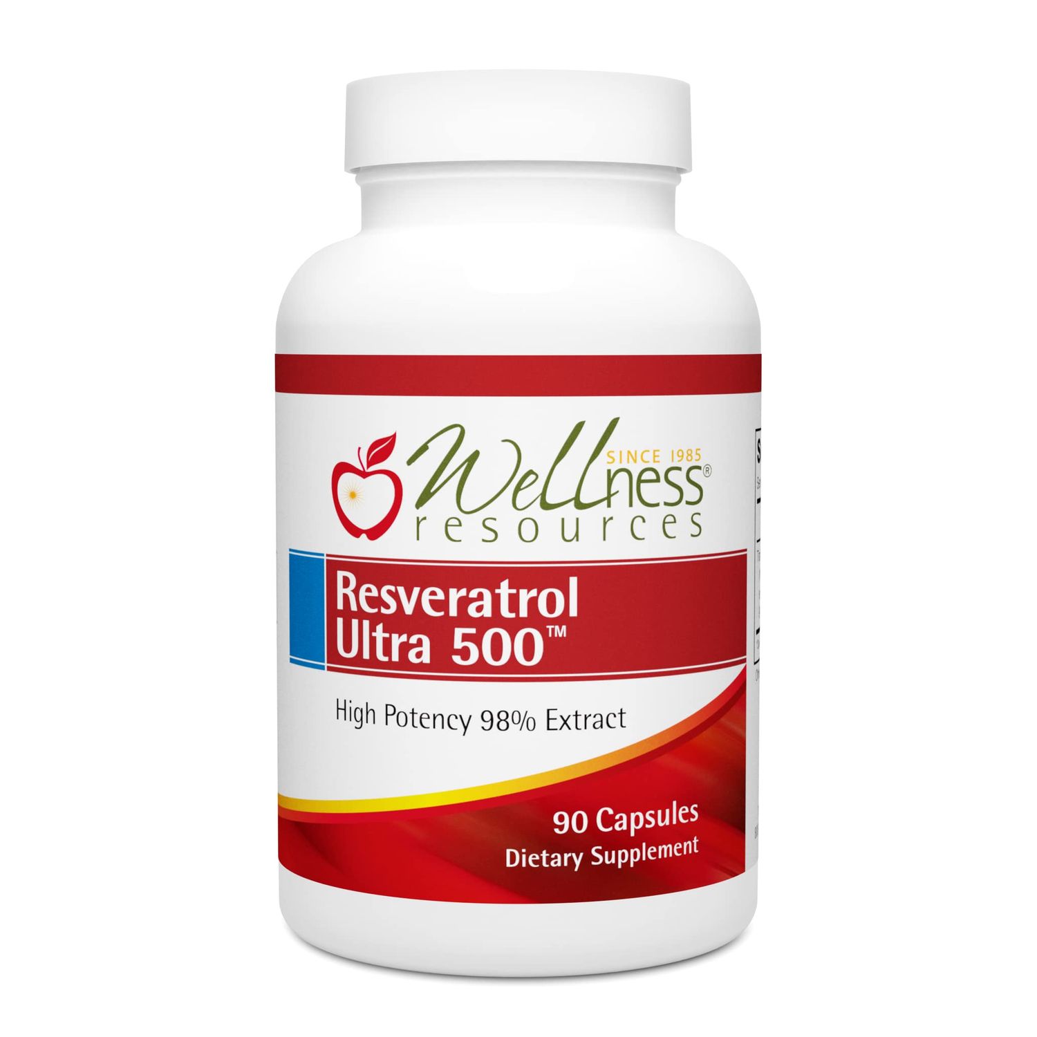 Wellness Resources Resveratrol Ultra 500 - High Potency 98 Trans-Resveratrol 500mg Per Capsule (90 Capsules) - Bioactive Resveratrol Supplement