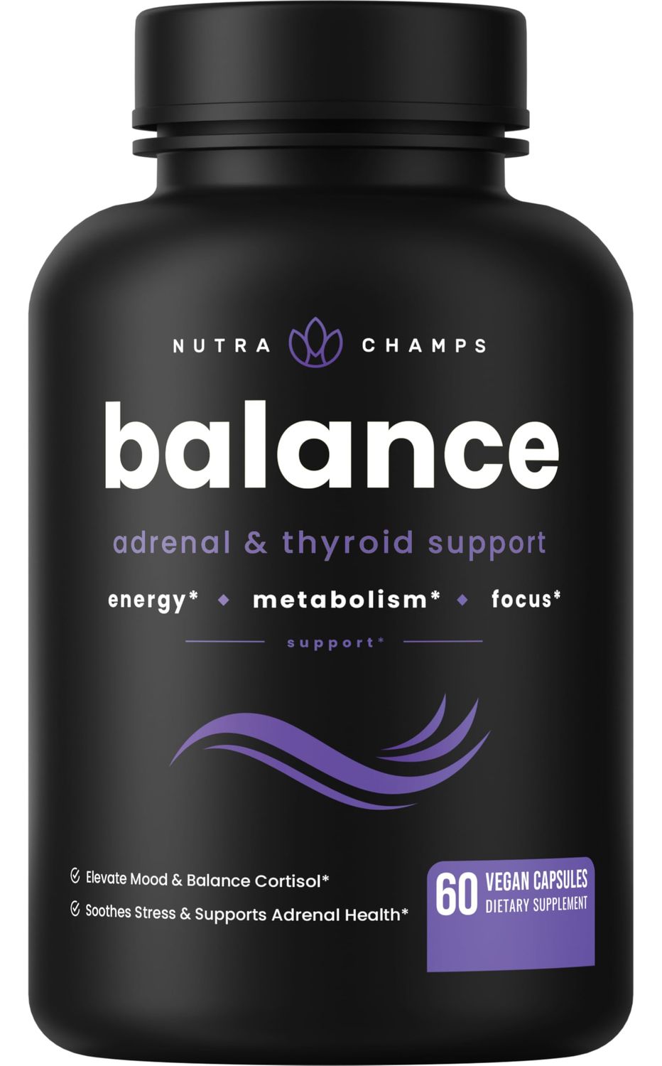 NutraChamps Thyroid Support Adrenal Support Supplement 2-in-1 Formula with Iodine Ashwagandha for Energy, Metabolism, Focus, Adrenal Fatigue Stress Relief, Cortisol Balance for Women Men