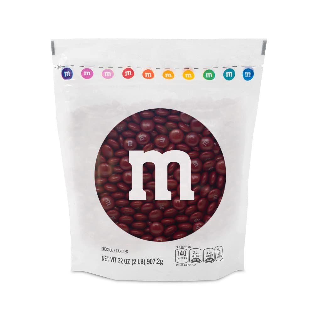 MM S WORLD Maroon Chocolate Candy, 2lbs Resealable Pack for Candy Bars, Birthday Parties, Weddings, Graduations, Holidays, a Box of Chocolates, Desserts and More