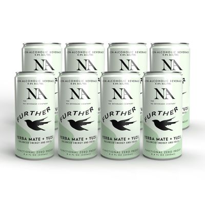 NA Functional Beverage, Lightly Sparkling Adaptogen Seltzer, Ashwagandha Lion&#39;s Mane Mushroom, Non-GMO, Low Calorie Low Sugar, Yerba Mate Yuzu, 8.4oz (8 Pack)