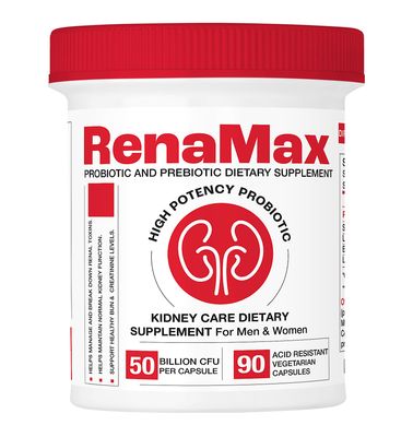 RENAMAX Capsule Kidney Restores Kidney Care Supplement - Probiotic Prebiotic Supplement to Support Normal Kidney Function - 50 Billion CFU per Capsule - Made in U.S.A (90 Caps (1 Pack))
