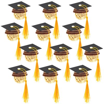 Graduation Cap Chocolate Decorations, 200pcs Cupcake Toppers 2025 Graduation Party Set for Chocolates Candies Mini Cap Decor with Tassel (black)