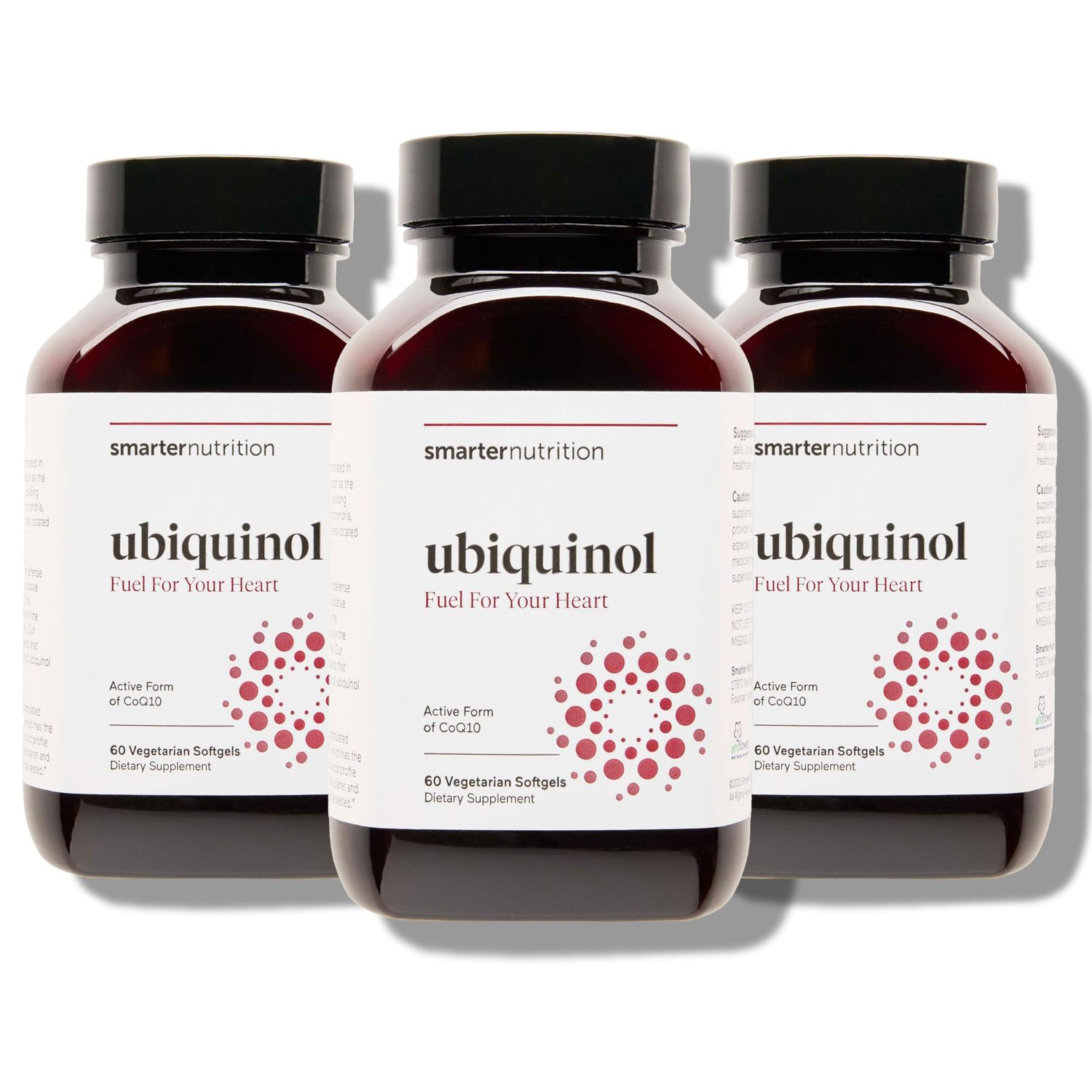 Smarter Nutrition Ubiquinol - Vegetarian CoQ10 for Heart Health Support - Enhanced Absorption with Omega 3 6 9 Ahiflower Oil - Soy Free, Non-GMO, Softgels - 180 Count(Pack of 3) - 90-Day Supply