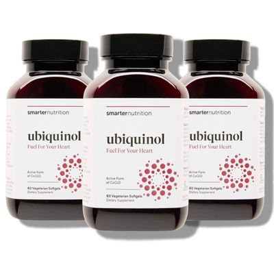 Smarter Nutrition Ubiquinol - Vegetarian CoQ10 for Heart Health Support - Enhanced Absorption with Omega 3 6 9 Ahiflower Oil - Soy Free, Non-GMO, Softgels - 180 Count(Pack of 3) - 90-Day Supply