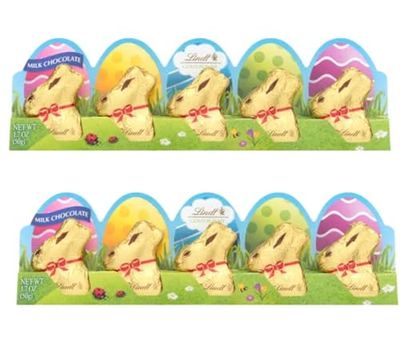 Lindt Mini Gold Bunnies - Milk Chocolate Bunnies - Pack of 2-10 Total Bunnies - Smiling Sweets - Gold Foil Wrapped Bunnies - Great for Easter Baskets and For Sharing with Loved Ones
