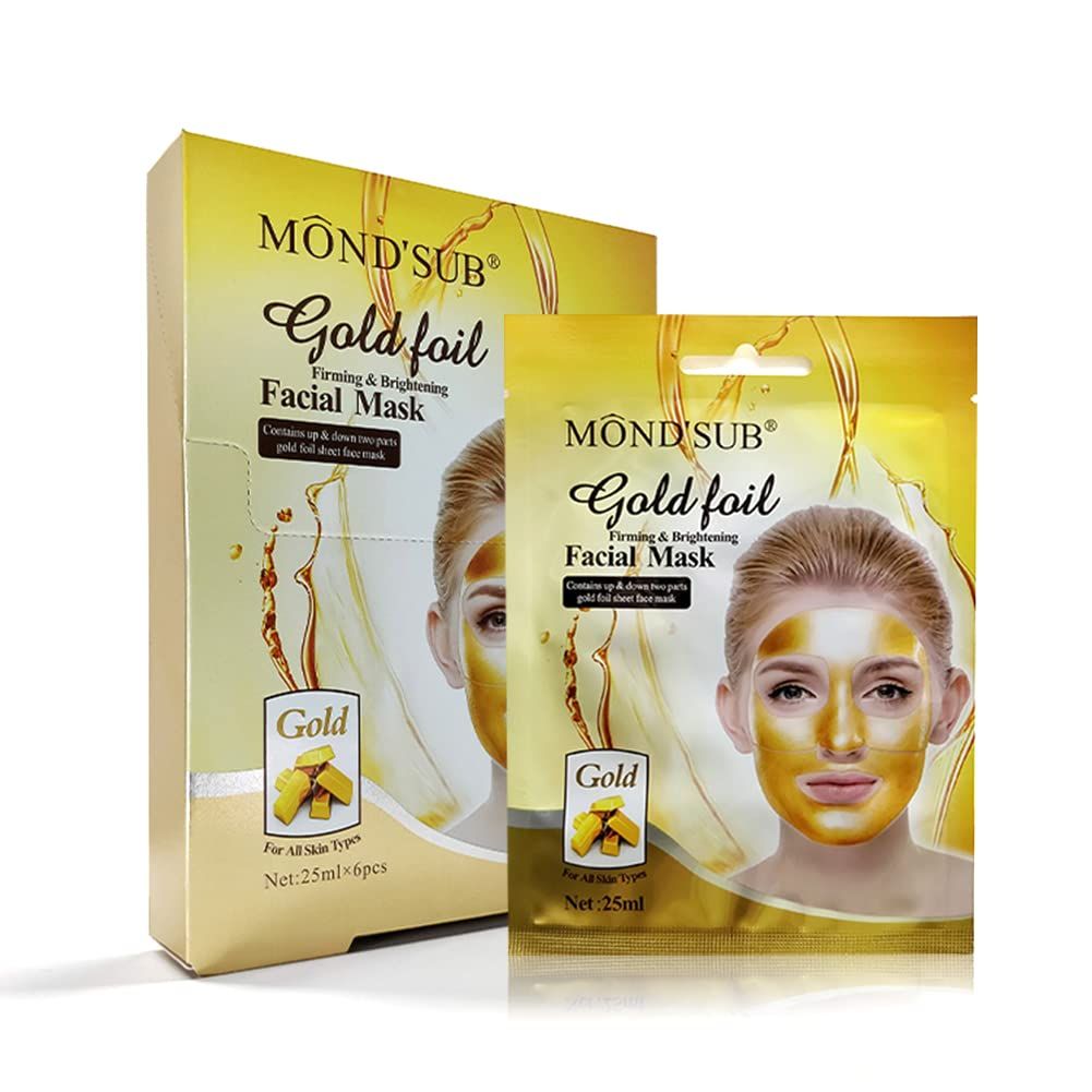 MOND&#39;SUB 24K Gold Face Firming Mask (6-Pcs) - Anti Aging, Brightening, Hydrating, Hydrating Firming Facial Mask - Boosting Collagen Facial Mask -Reduces Fine Lines and Wrinkles - Both MenWomen