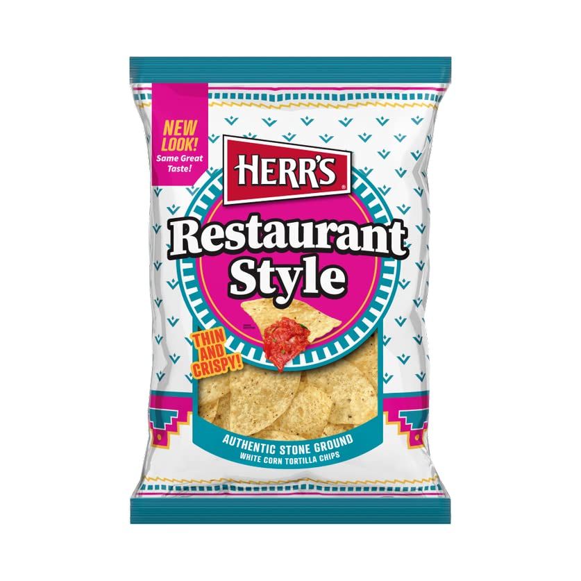 Herr&#39;s Restaurant Style White Corn Tortilla Chips, 12 Ounce (Pack of 7 Bags) - Thick, Crunchy White Corn Tortilla Chips - Great for Dipping and Entertaining