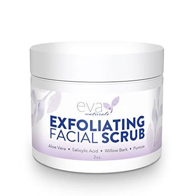 Eva Naturals Microdermabrasion Face Exfoliator and Facial Scrub - Exfoliating Facial Cleanser With Aloe, Willow Bark, Salicylic Acid - Face Wash (2 oz)