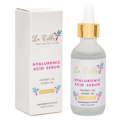 La Colibri Skincare Revitalize Vegan Hyaluronic Acid Serum for Face - Deeply Hydrating Hypoallergenic Face Serum Hyaluronic Acid with Organic Coconut Oil and Jojoba Oil for Aging Skin - 2 Ounces