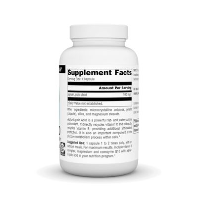 Source Naturals Alpha Lipoic Acid 100 mg Supports Healthy Sugar Metabolism, Liver Function Energy Generation - 120 Capsules