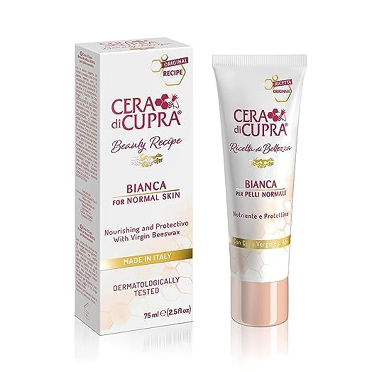 CERA DI CUPRA Bianca Face Cream Moisturizer for Normal and Oily Skin - Nourishing and Protective Formula with Virgin Beeswax (2.5 Fl Oz 75 ml)