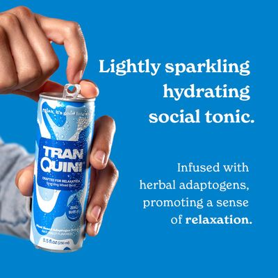 Tranquini Modern Soda With 6 Herbal Adaptogens Sparkling Stress Relief Soda Sugar Free, Non Alcoholic, Gluten Free, Vegan - 250ml Mixed Berry (6 cans)