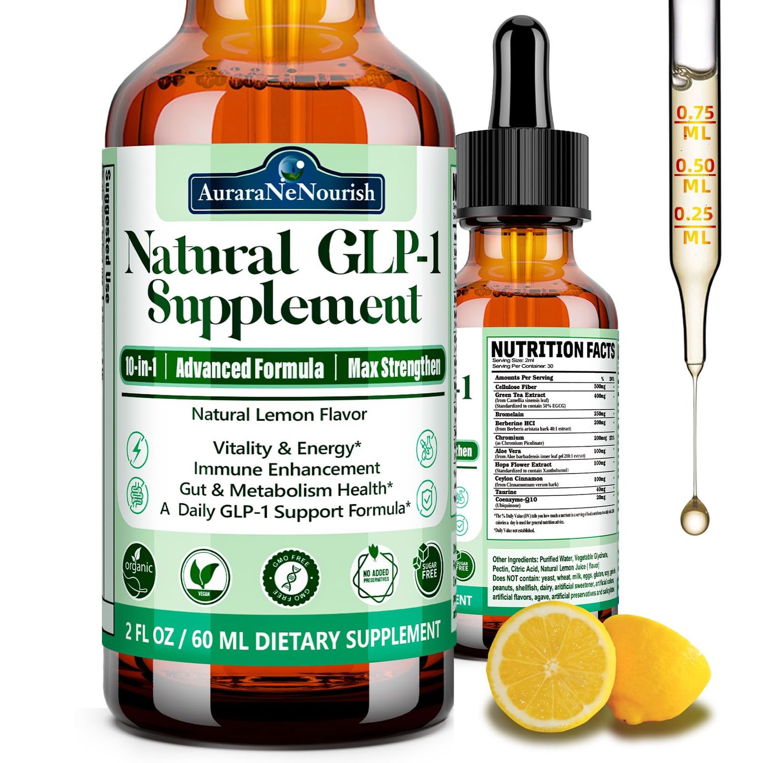 Natural GLP-1 Supplement Support GLP Activate, High Fiber Berberine HCI GLP1 Supplement for Women Men w. Green Tea, Bromelain Chromium Support Gut, Metabolism Health, Immune Energy