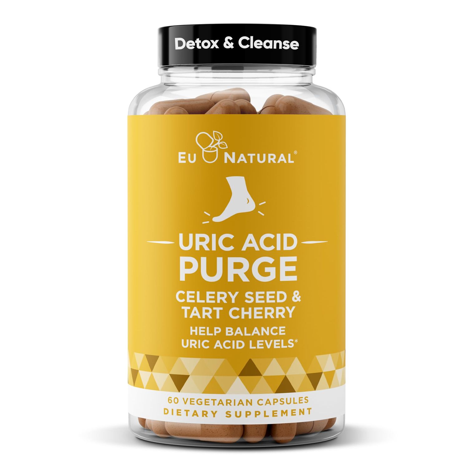 Purge! Uric Acid Flush - Eat Drink What You Want - Detox and Cleanse with Celery Seed Extract, Tart Cherry Chanca Piedra for Effective Joint Support Active Mobility - 60 Soft Vegan Capsules