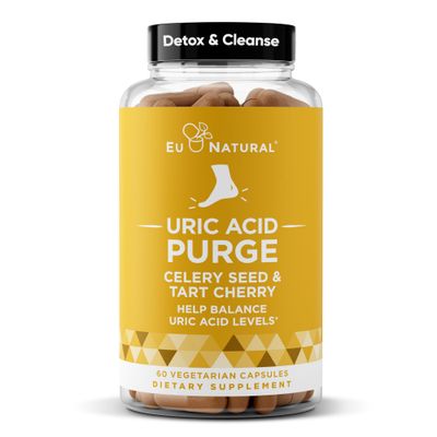 Purge! Uric Acid Flush - Eat Drink What You Want - Detox and Cleanse with Celery Seed Extract, Tart Cherry Chanca Piedra for Effective Joint Support Active Mobility - 60 Soft Vegan Capsules