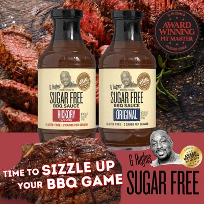 G Hughes Sugar Free BBQ Sauces, Hickory Original Sugar Free Barbecue Sauces - No Sugar BBQ Sauce, Gluten Free Barbecue Sauce - 18 oz (Pack of 2)