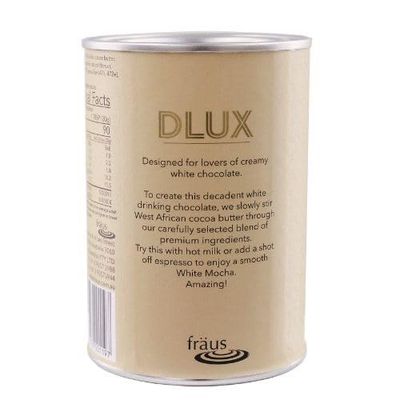 Fraus DLUX White Drinking Chocolate, Creamy White Chocolate Powder for Hot or Iced Drinks (220G)