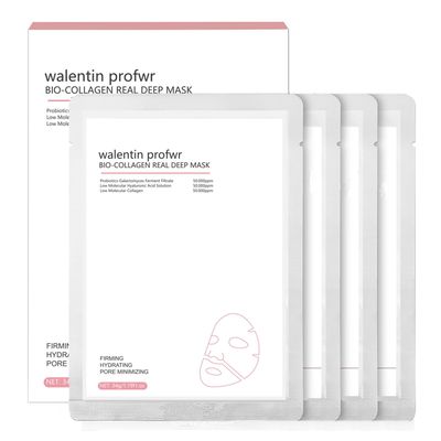 Collagen Mask Bio-Collagen Mask Deep Hydrating Overnight Collagen Sheet Masks Pore Minimizing Elasticity lmprovement Lifting Real Collagen Essence Hydrating Moisturizing Facial Mask Sheets 4 Packs