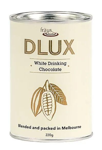 Fraus DLUX White Drinking Chocolate, Creamy White Chocolate Powder for Hot or Iced Drinks (220G)