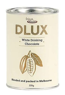 Fraus DLUX White Drinking Chocolate, Creamy White Chocolate Powder for Hot or Iced Drinks (220G)