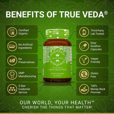 Organic Green Tea Extract Capsules - USDA Organic Certified 60 Green Tea Capsules Green Tea Pills EGCG Green Tea Extract 50 Polyphenols EGCG Supplements