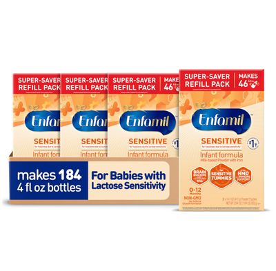 Enfamil Sensitive Baby Formula with DHA, Iron Prebiotics to help support Brain Immune Support. Lactose Sensitivity Infant Formula Inspired by Breast Milk, Non-GMO, Powder Refill Box, 117.6 Oz