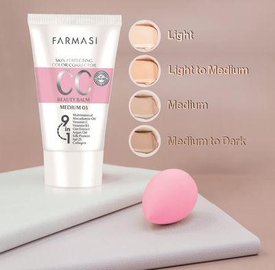 FARMASi CC Color Control Cream, Natural and Flawless Finish, Enriched Formula with Multimineral Spf 25, All-Day Hold, All Skin Types, 1.7 fl. oz, Medium