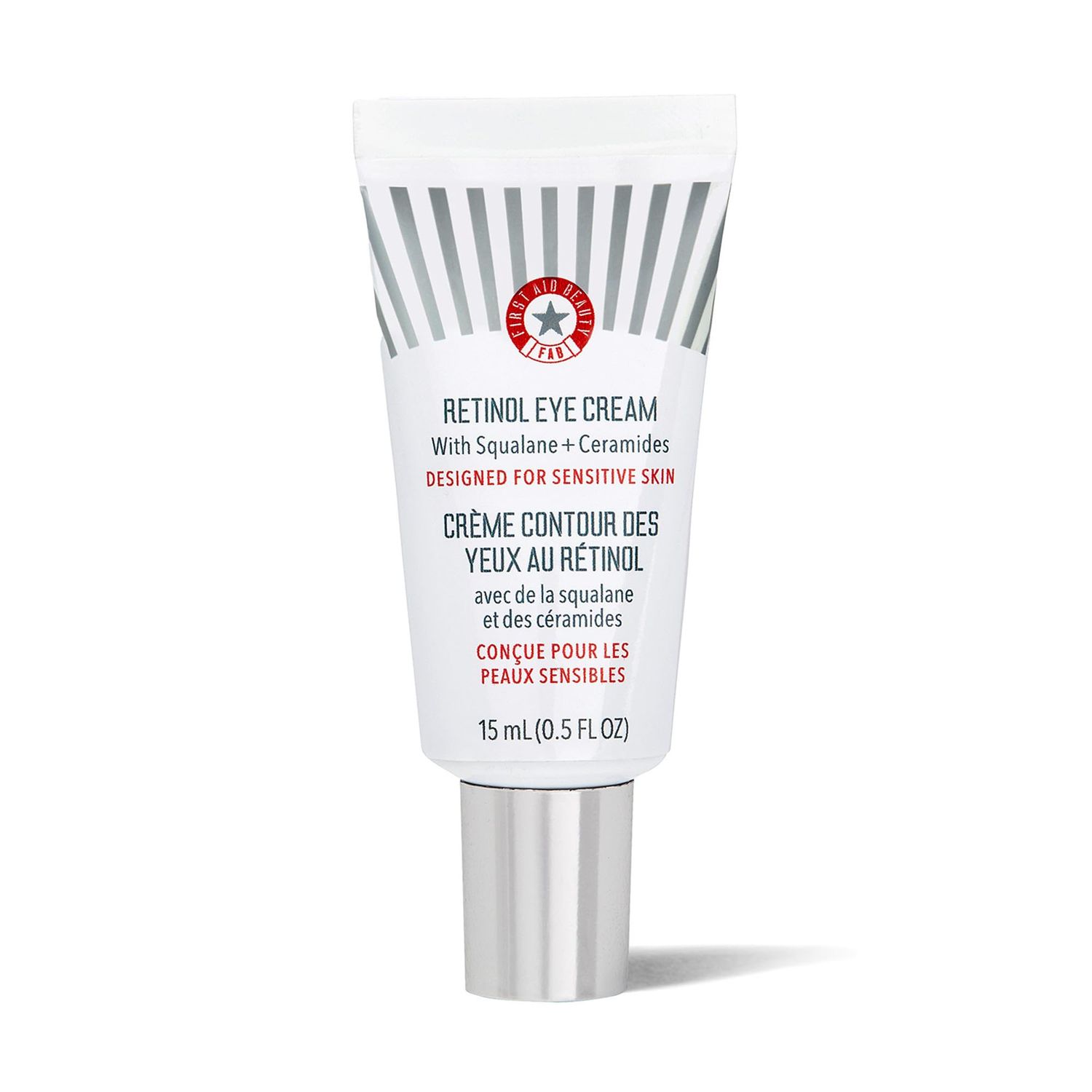 First Aid Beauty - Retinol Eye Cream with Squalane Ceramides, Encapsulated Retinol Serum for Delicate Skin, Helps Improve Appearance of Fine Lines and Wrinkles, Safe for Sensitive Skin, 0.5 oz