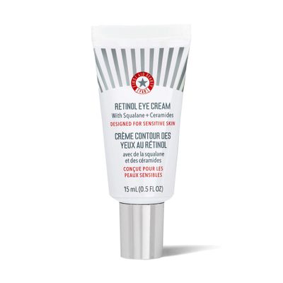 First Aid Beauty - Retinol Eye Cream with Squalane Ceramides, Encapsulated Retinol Serum for Delicate Skin, Helps Improve Appearance of Fine Lines and Wrinkles, Safe for Sensitive Skin, 0.5 oz