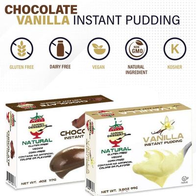 Natural Instant Pudding Mix - Delicious Chocolate Vanilla Pudding Mix by Garden Desserts - Includes 1 Chocolate 1 Vanilla. Quick Vegan Dessert, Gluten Free, Kosher 4 Oz (2 Pack, Variety)