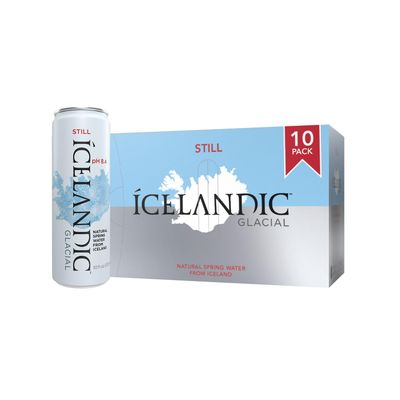 Icelandic Glacial Natural Spring Alkaline Water, 330 ml 11.1 Fl Oz Cans (Pack of 10)