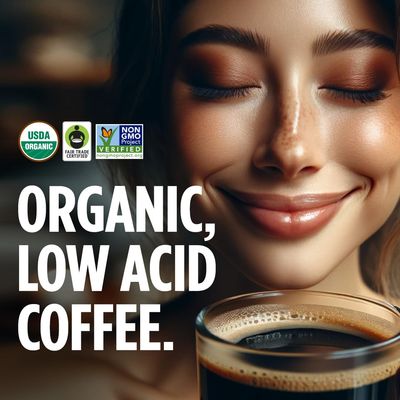 VitaCup Perfect Low Acid Coffee Beans, USDA Organic Fair Trade, Mycotoxin Free, Dark Roast Guatemala Single Origin, Clean Pure, Low Acidity, Whole Bean Coffee, 11 ounces