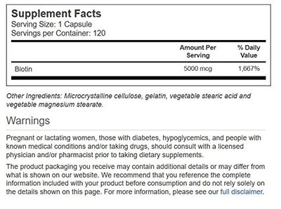 Vitacost Biotin - 5000 mcg - 120 Capsules