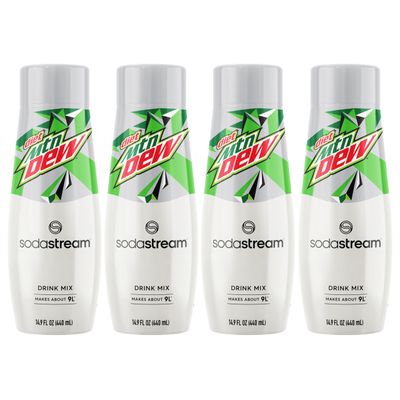 SodaStream - Diet Mountain Dew Soda Drink Mix For Sparkling Water Makers Zero Calories 51mg Caffeine per Serving Makes 96 Servings 14.9 Fl Oz, Pack of 4 Packaging may vary